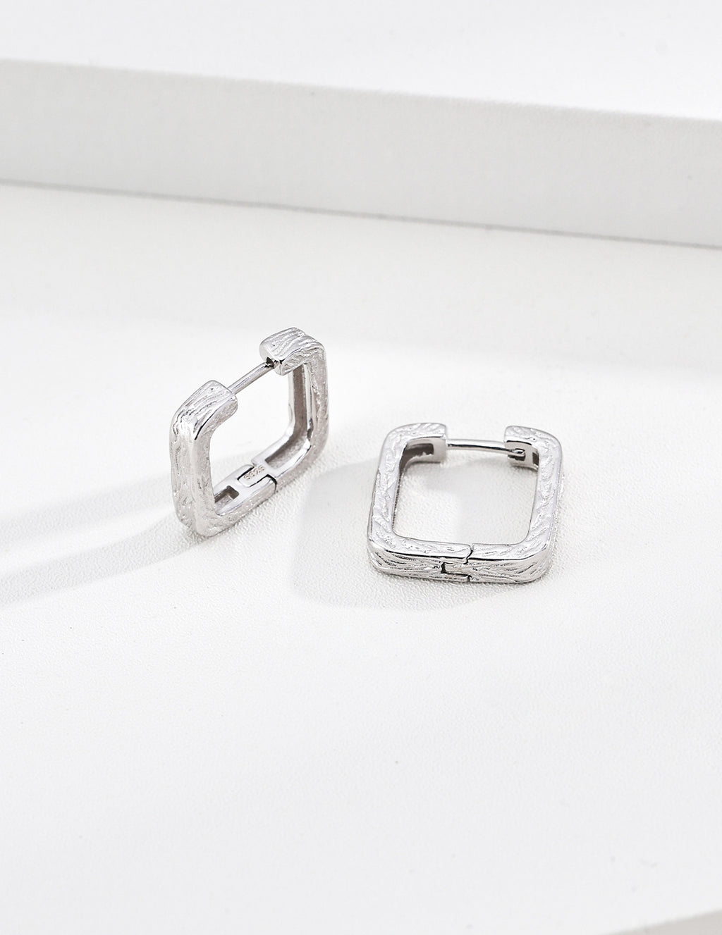 Sterling Silver Tree Bark Texture Earrings - image 3