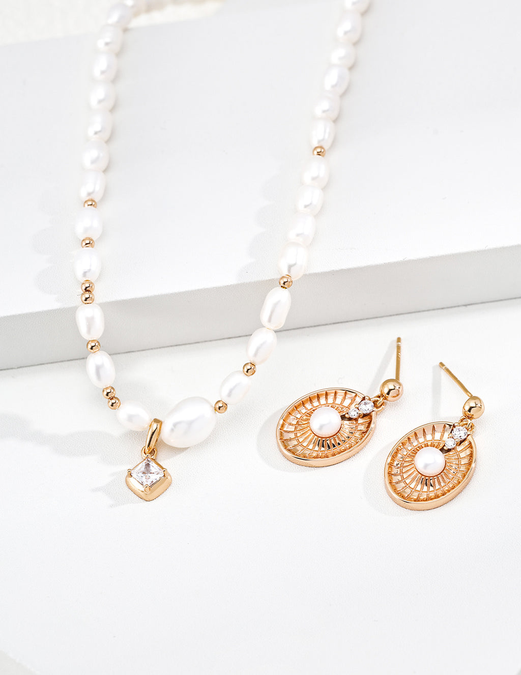 Lucky Compass Pearl & Zirconia Stud Earrings - image 3
