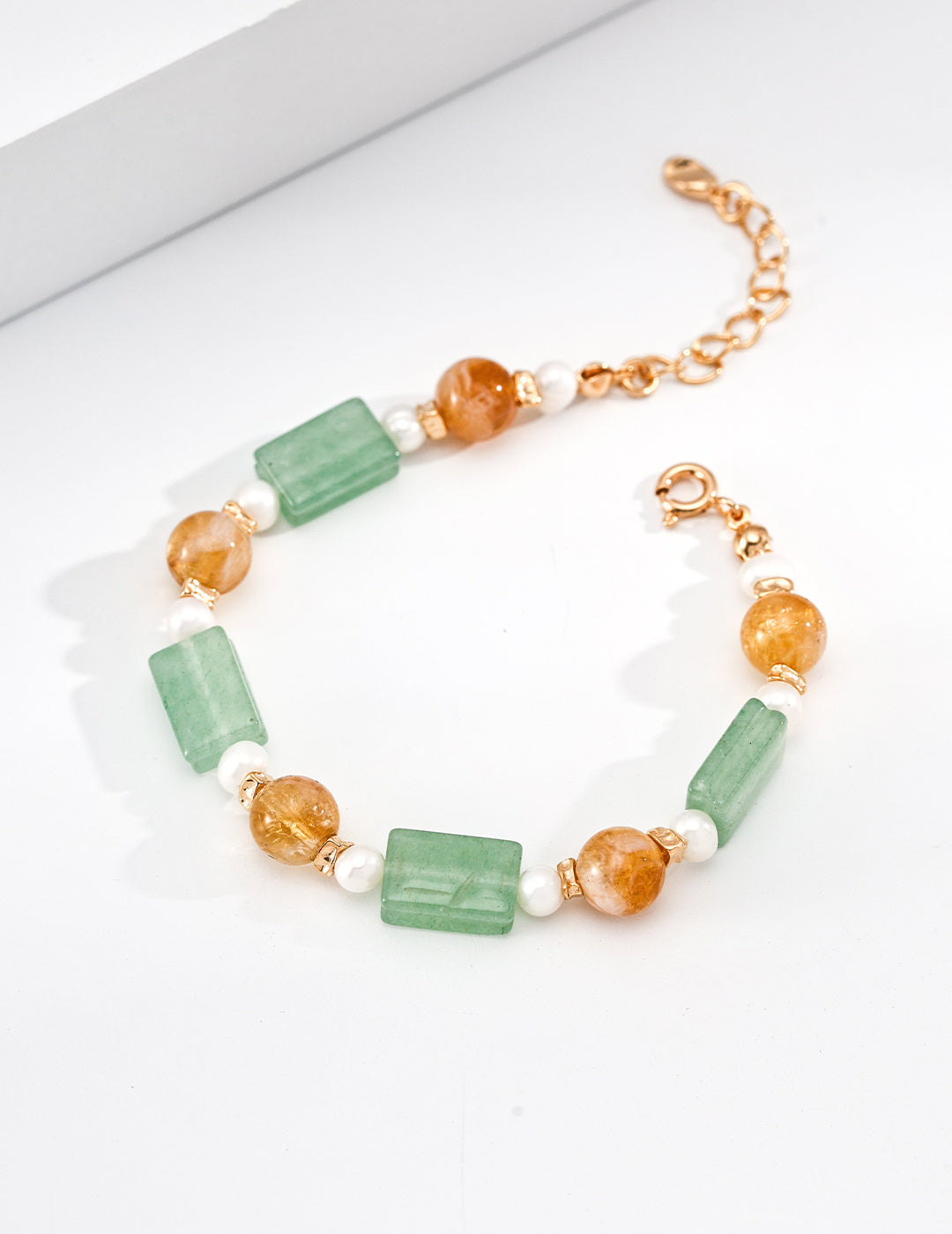 S925 Silver Vintage Gold Grape & Jasmine Gemstone Pearl Bracelet - image 3