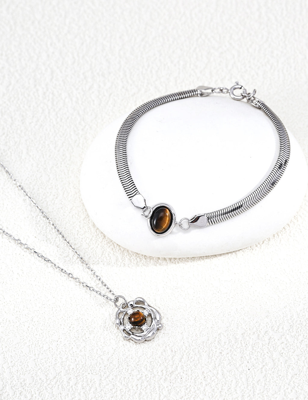 Golden Fortune Lapis, Tiger's Eye & Zirconia Necklace - image 3