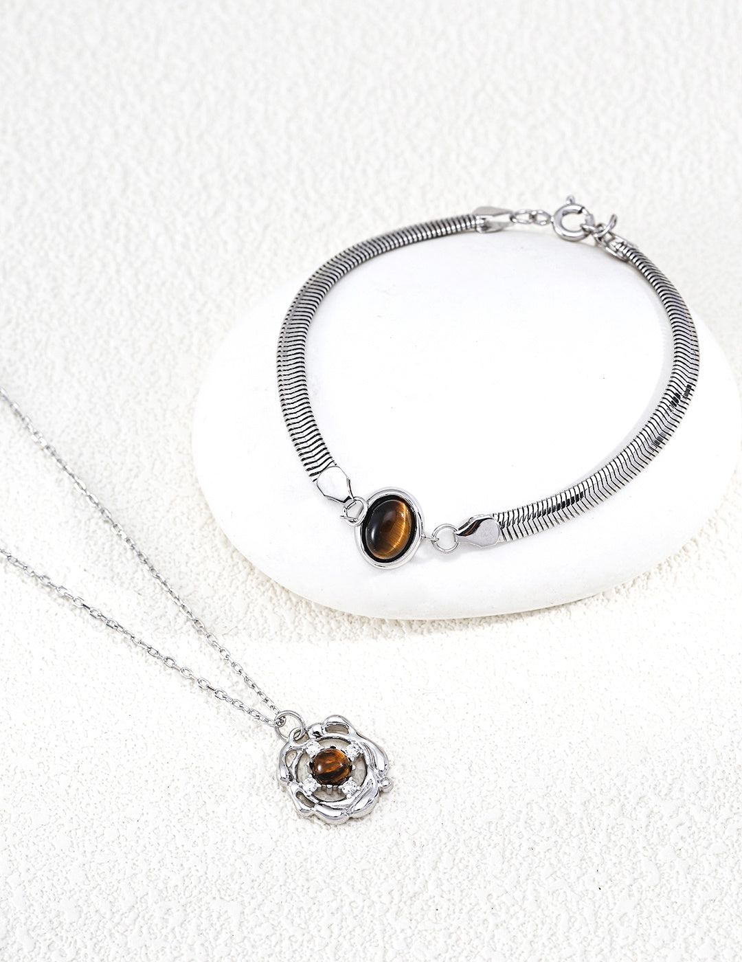 Golden Fortune Lapis, Tiger's Eye & Zirconia Necklace - image 3