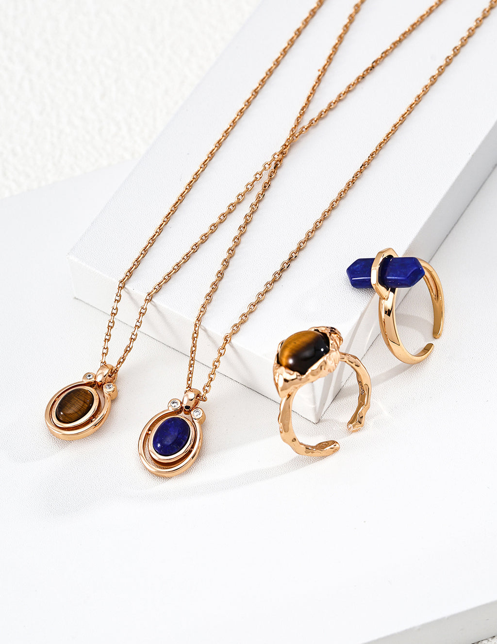 【Fortune Stone】Tiger's Eye / Lapis / Mother-of-Pearl Necklace - image 3