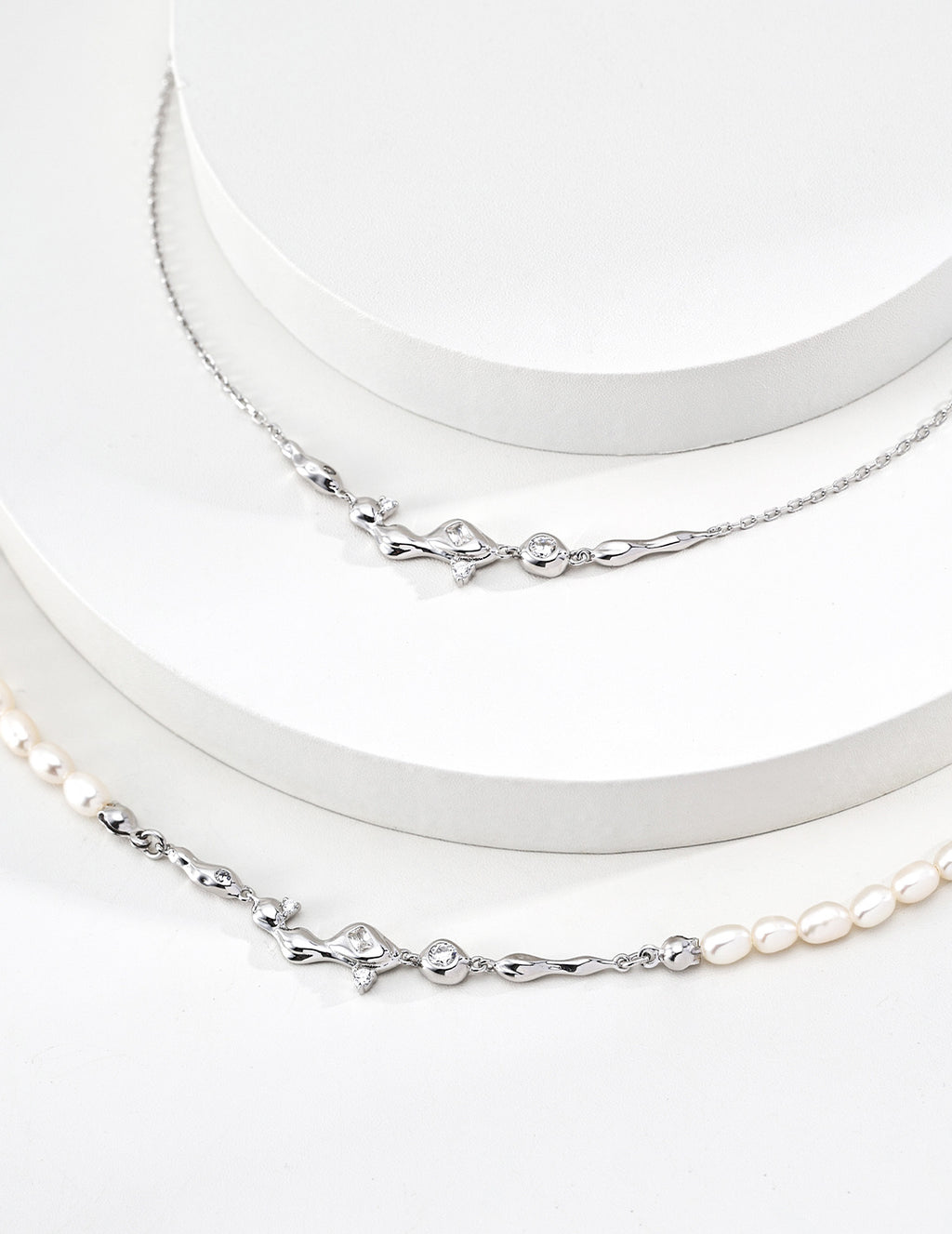 【Dreamy Milky Way】Pearl & Zirconia Necklace - image 3