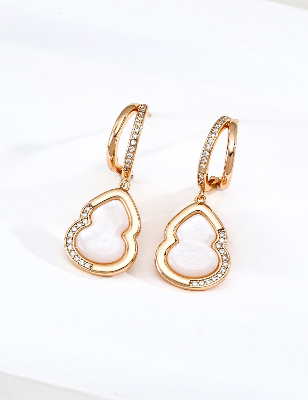Fortune Gourd Tiger's Eye & Mother-of-Pearl Earrings image 2