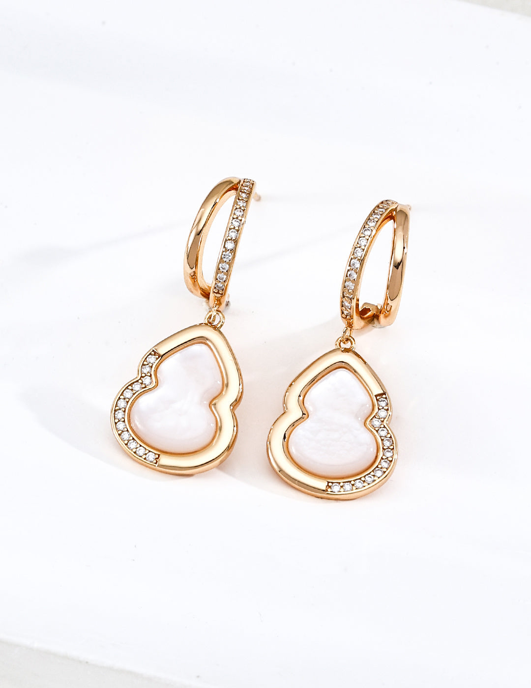 Fortune Gourd Tiger's Eye & Mother-of-Pearl Earrings image 2