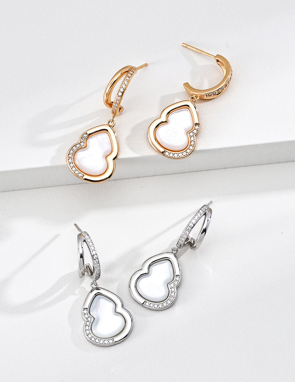 Fortune Gourd Tiger's Eye & Mother-of-Pearl Earrings image 6