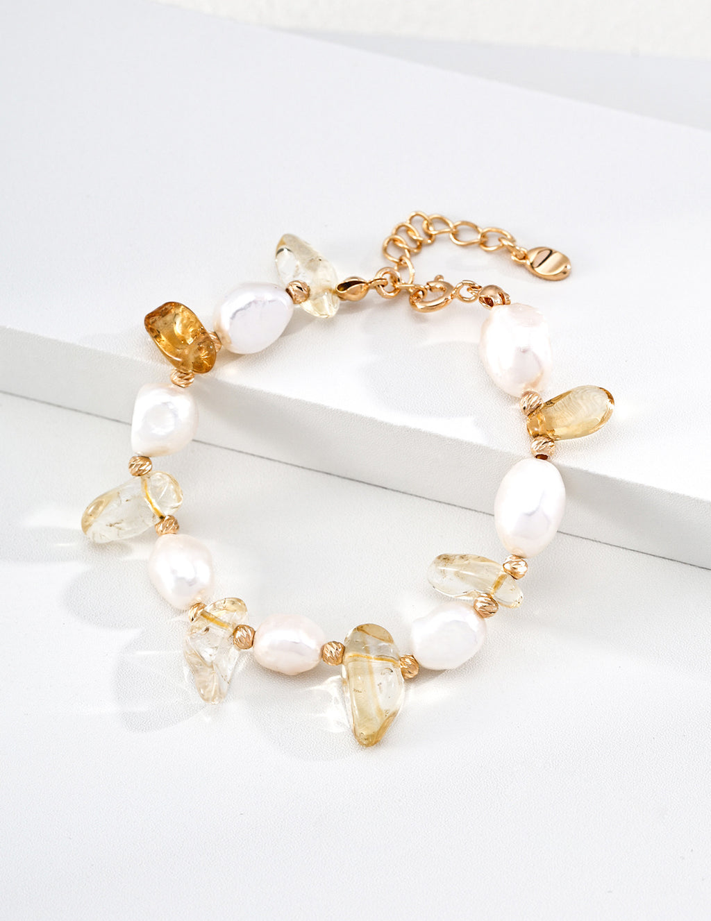 【Golden Fortune】Natural Pearl & Crystal Bracelet