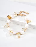 【Golden Fortune】Natural Pearl & Crystal Bracelet
