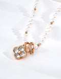 【Four Fortunes & Treasure】Natural Pearl & Zirconia Necklace