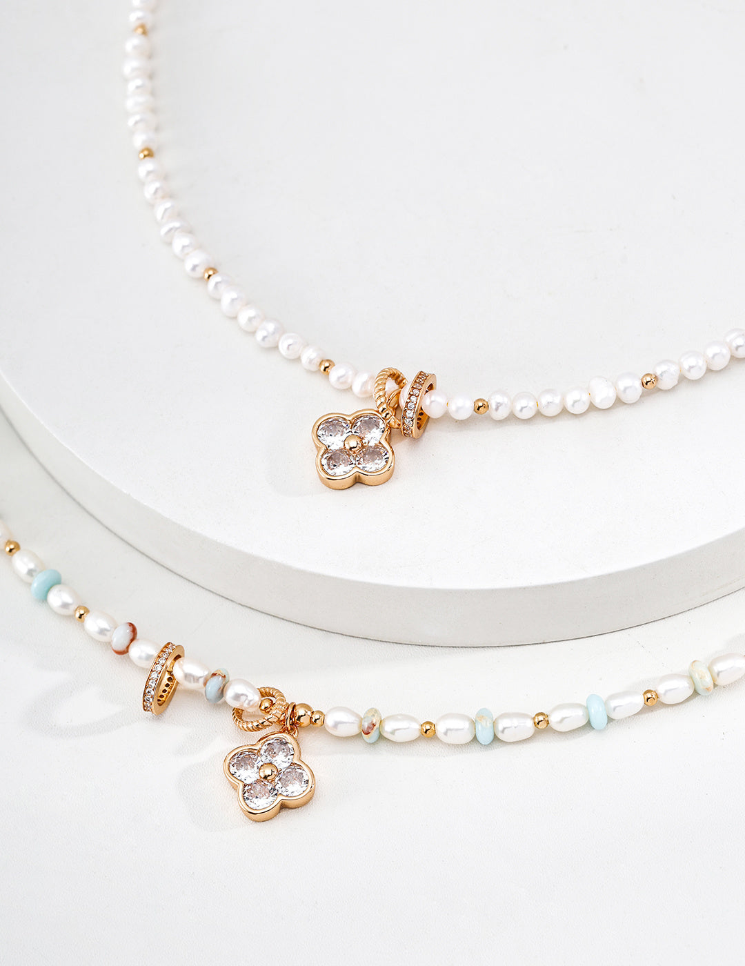 【Four Fortunes & Treasure】Natural Pearl & Zirconia Necklace - image 4