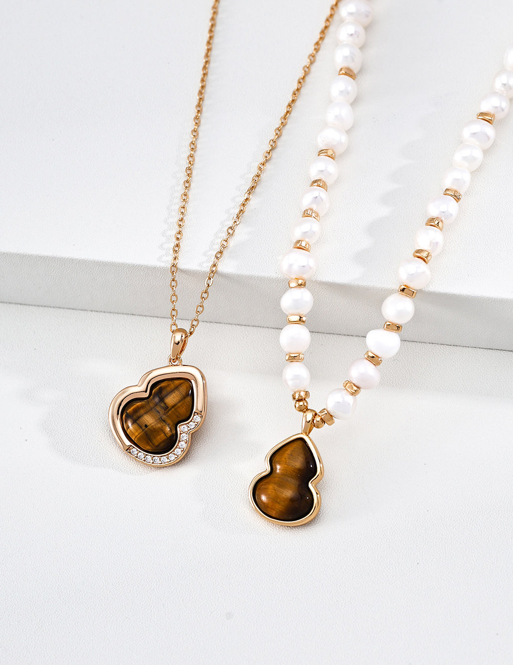Fortune Gourd Tiger's Eye & Mother-of-Pearl Necklace image 9