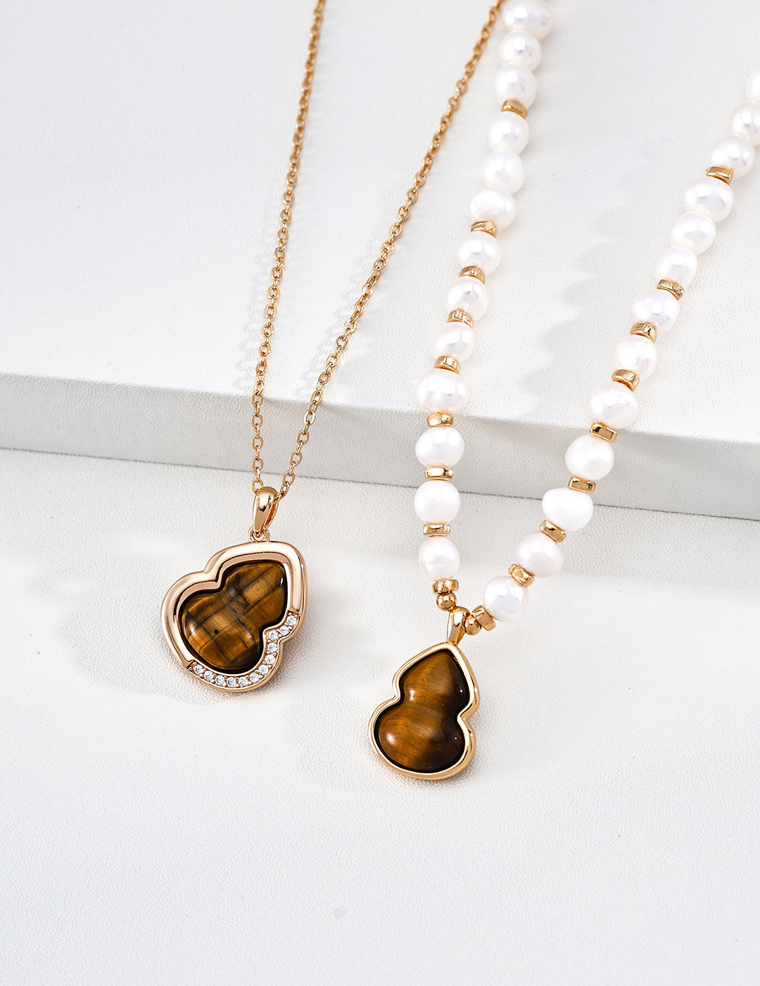 Fortune Gourd Tiger's Eye & Mother-of-Pearl Necklace image 9