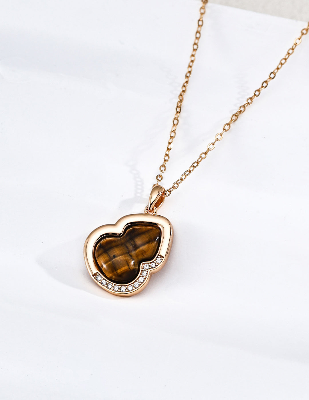 Fortune Gourd Tiger's Eye & Mother-of-Pearl Necklace image 2
