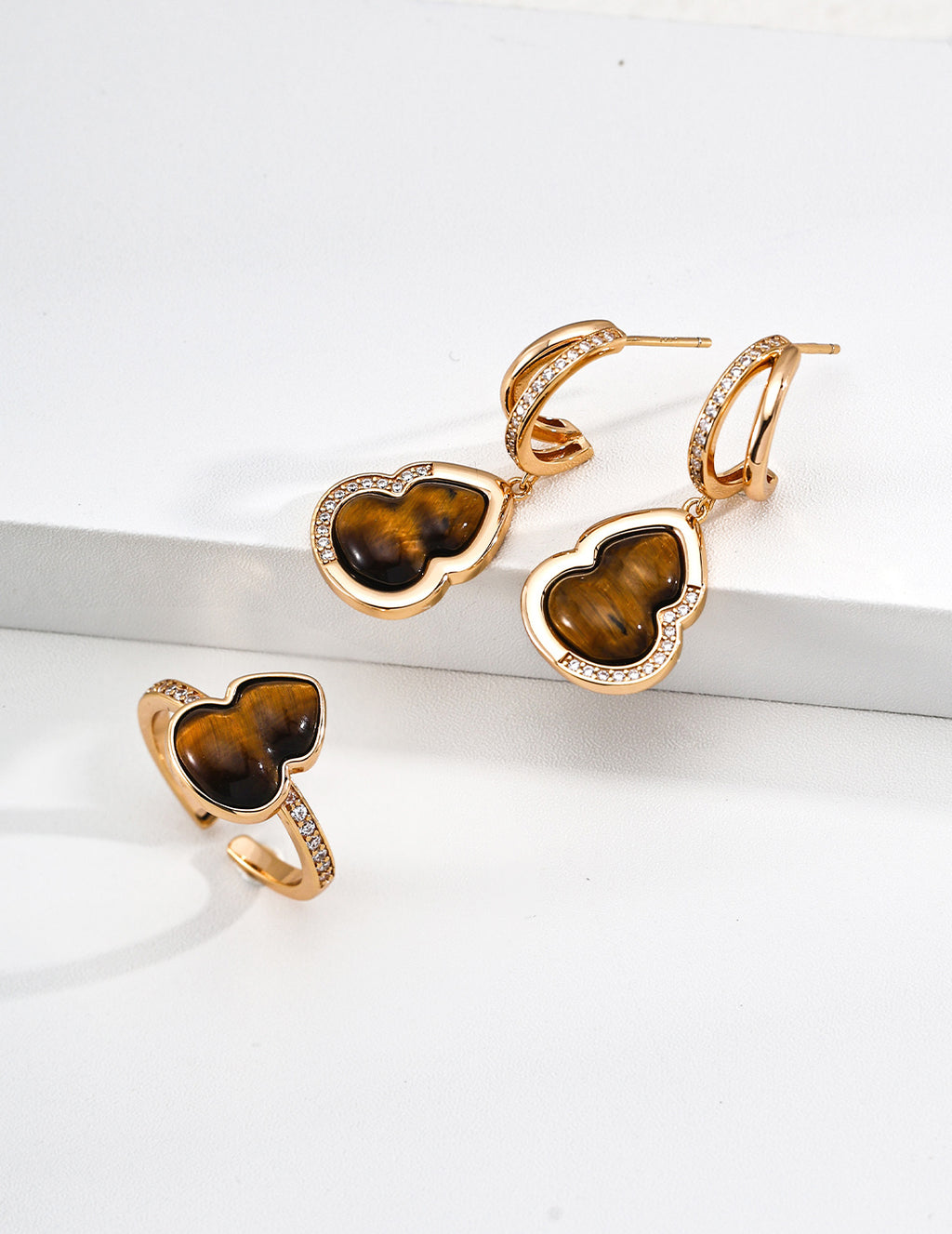 Fortune Gourd Tiger's Eye & Mother-of-Pearl Earrings image 11