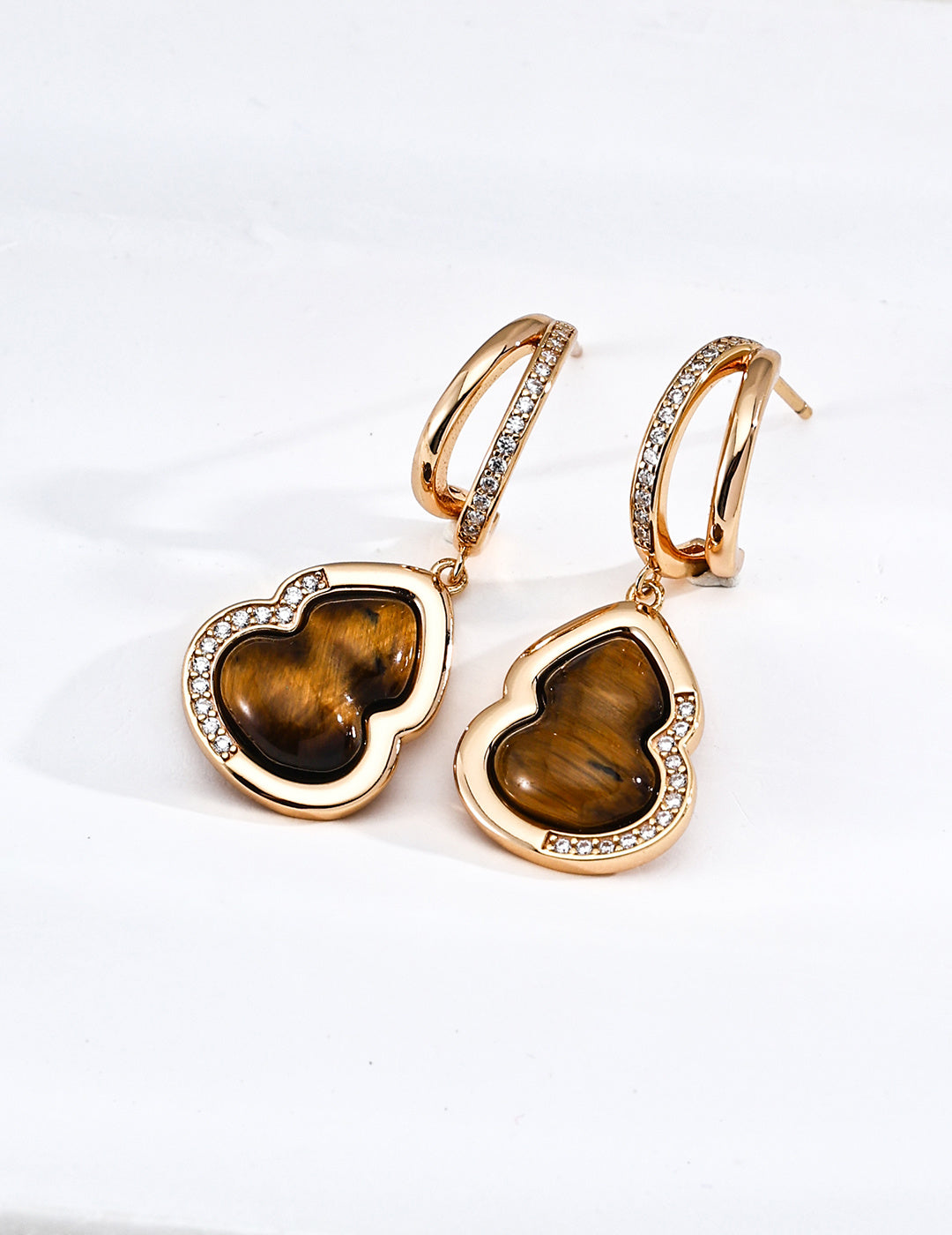 Fortune Gourd Tiger's Eye & Mother-of-Pearl Earrings image 1