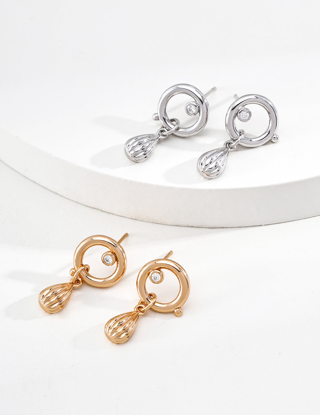 Vintage Gold Symphony Series Zirconia Stud Earrings - image 4