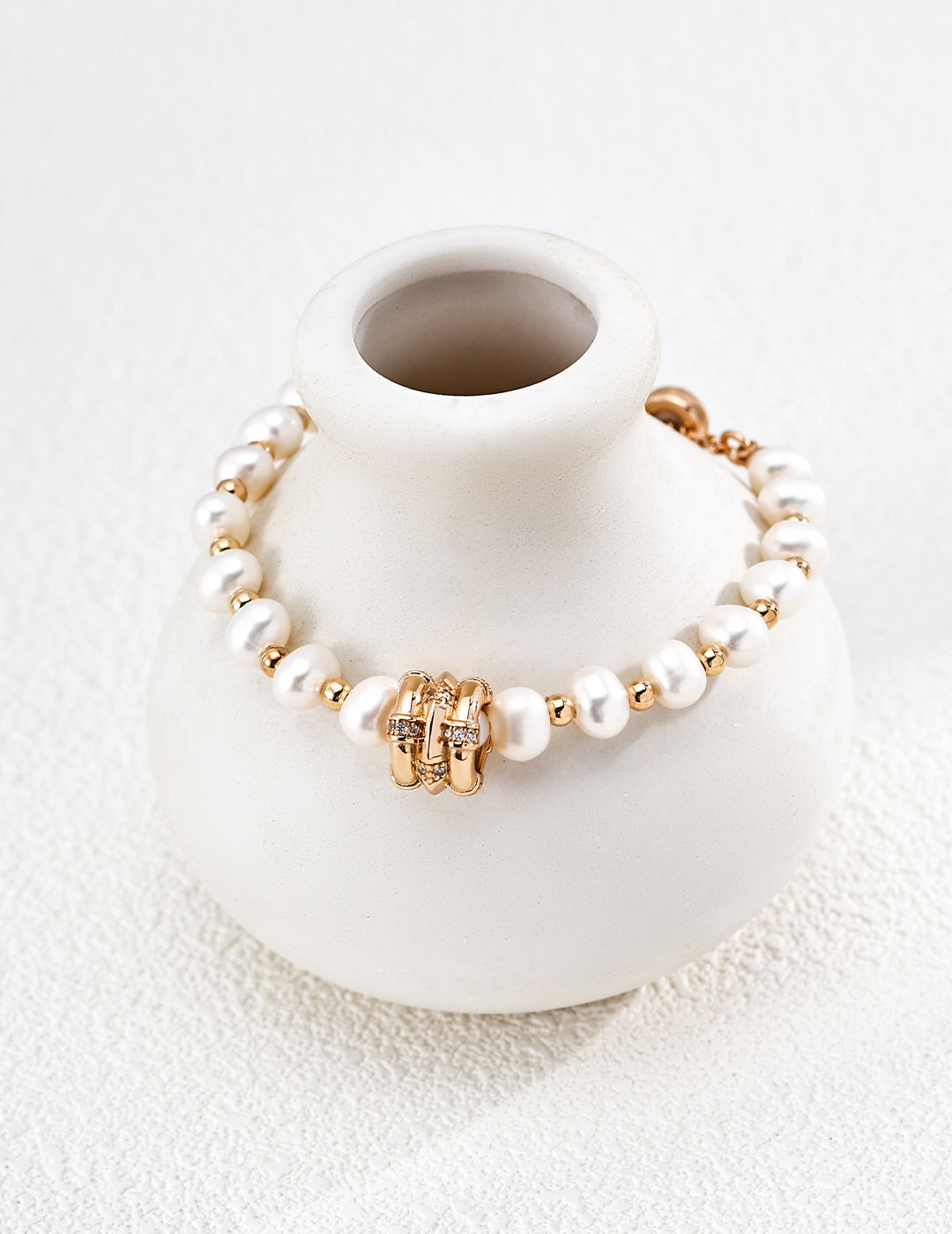 Vintage Gold Pearl Star Wheel Fortune Zirconia Bracelet