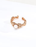 Vintage Gold Hand-Carved Lava Series Pearl Ring