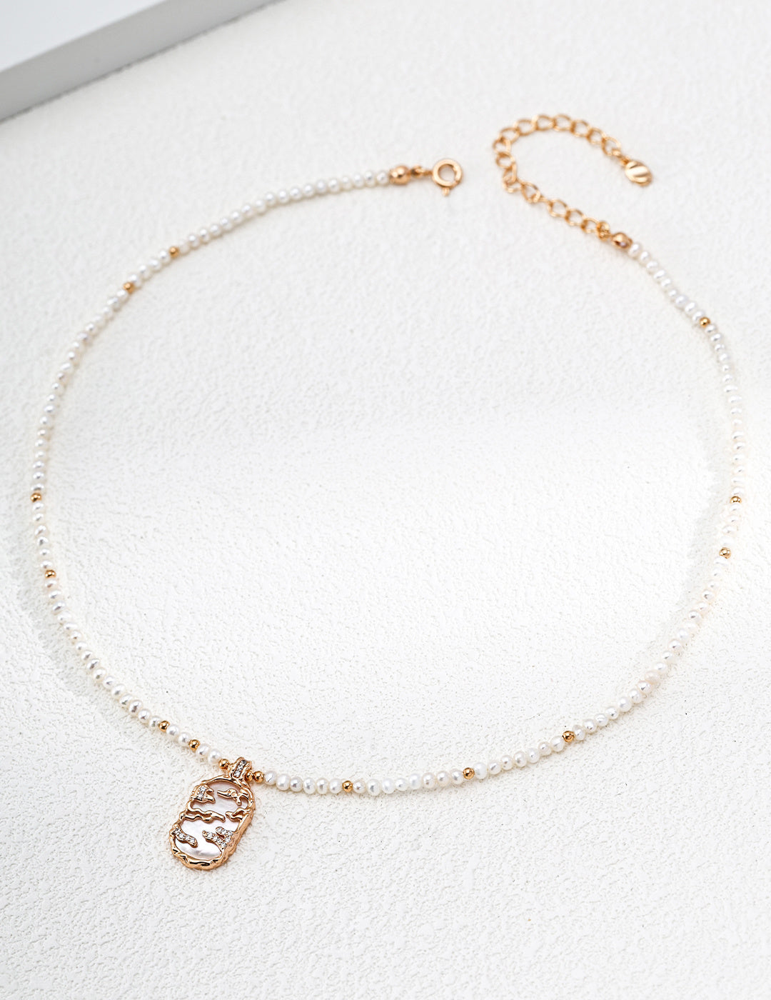 Vintage Gold Rising Series Pearl, Lapis / Mother-of-Pearl Necklace
