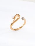 Vintage Gold Shooting Star Pearl & Zirconia Ring