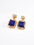 Vintage Gold Sugar Cube Lapis Lazuli Stud Earrings