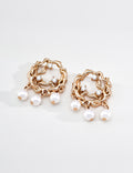 Vintage Gold Branch Series Pearl Stud Earrings
