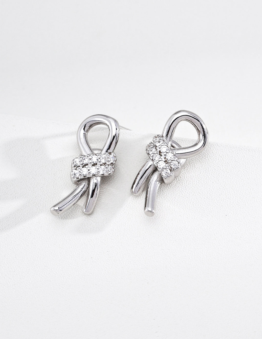 S925 Silver Vintage Rope Knot Zirconia Earrings - image 2