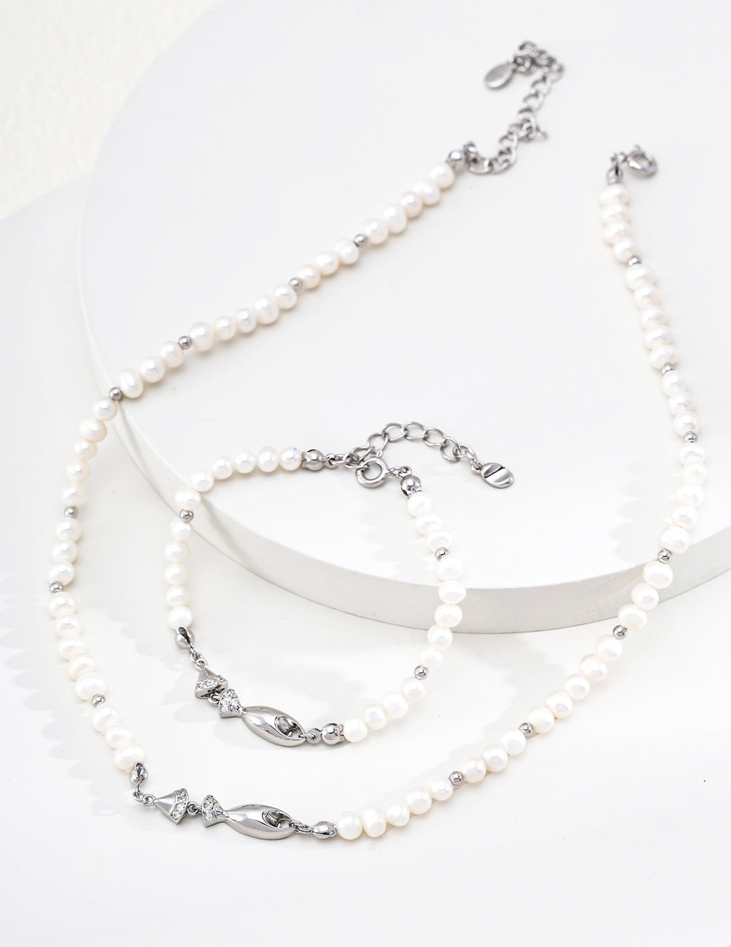 Natural Pearl & Zirconia Fish Necklace — Abundance Every Year - image 3