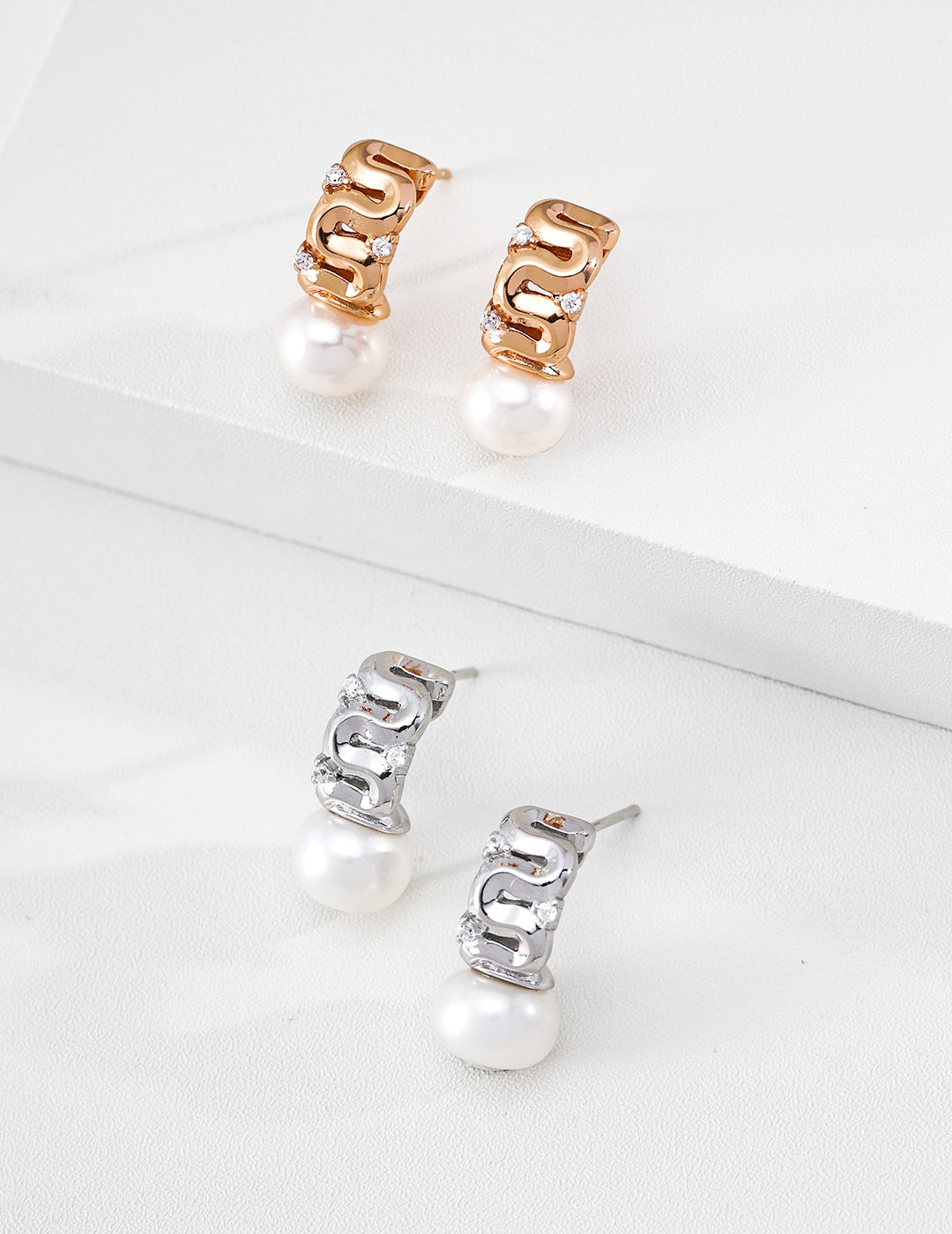 Galaxy Pearl & Zirconia Earrings image 4