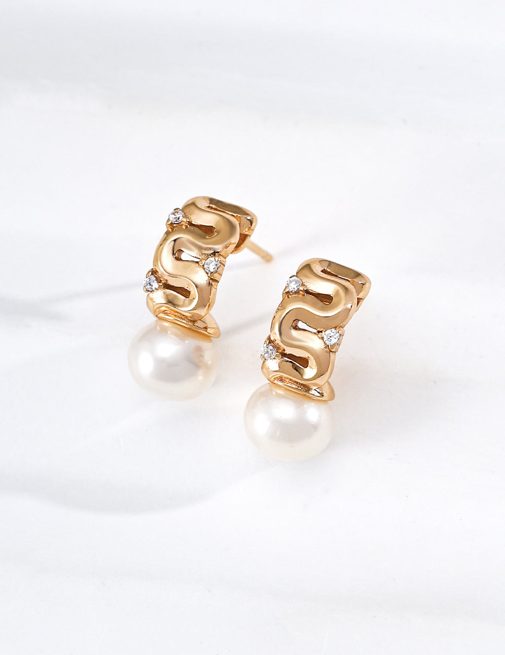 Galaxy Pearl & Zirconia Earrings image 1