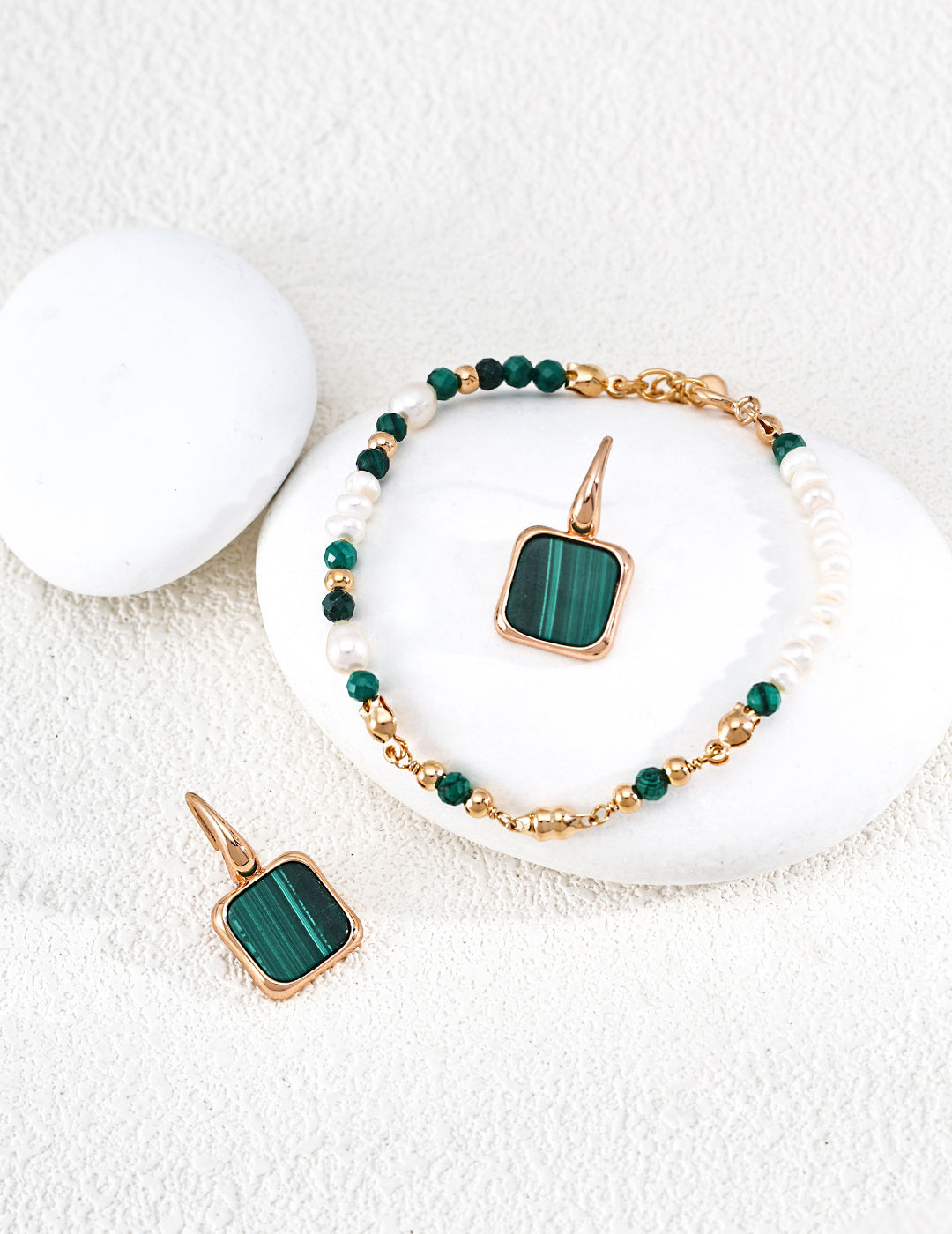 Minimalist Malachite Earrings image 3