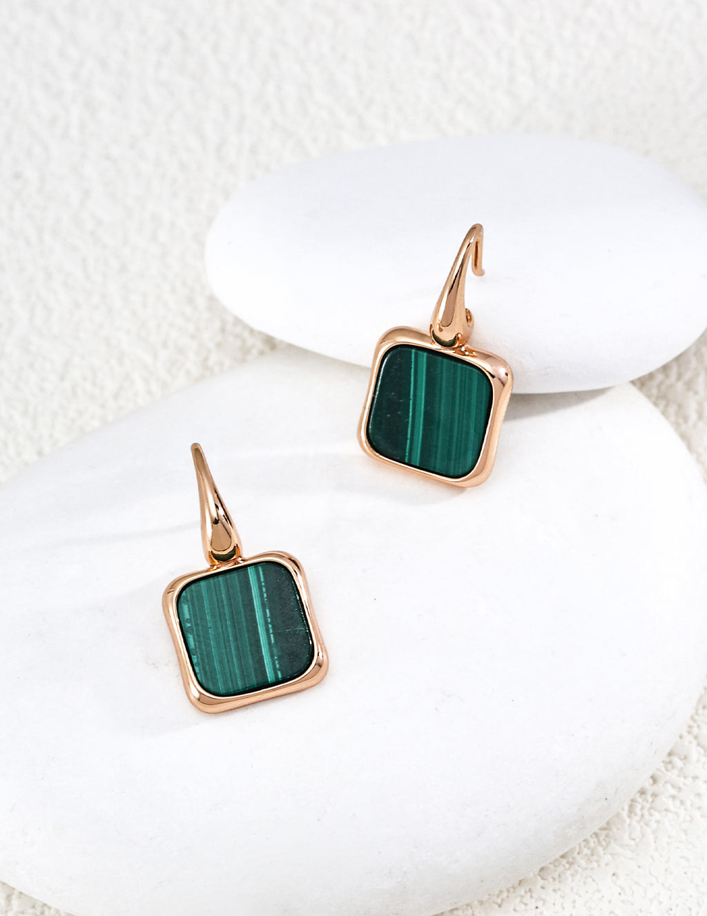 Minimalist Malachite Earrings image 2