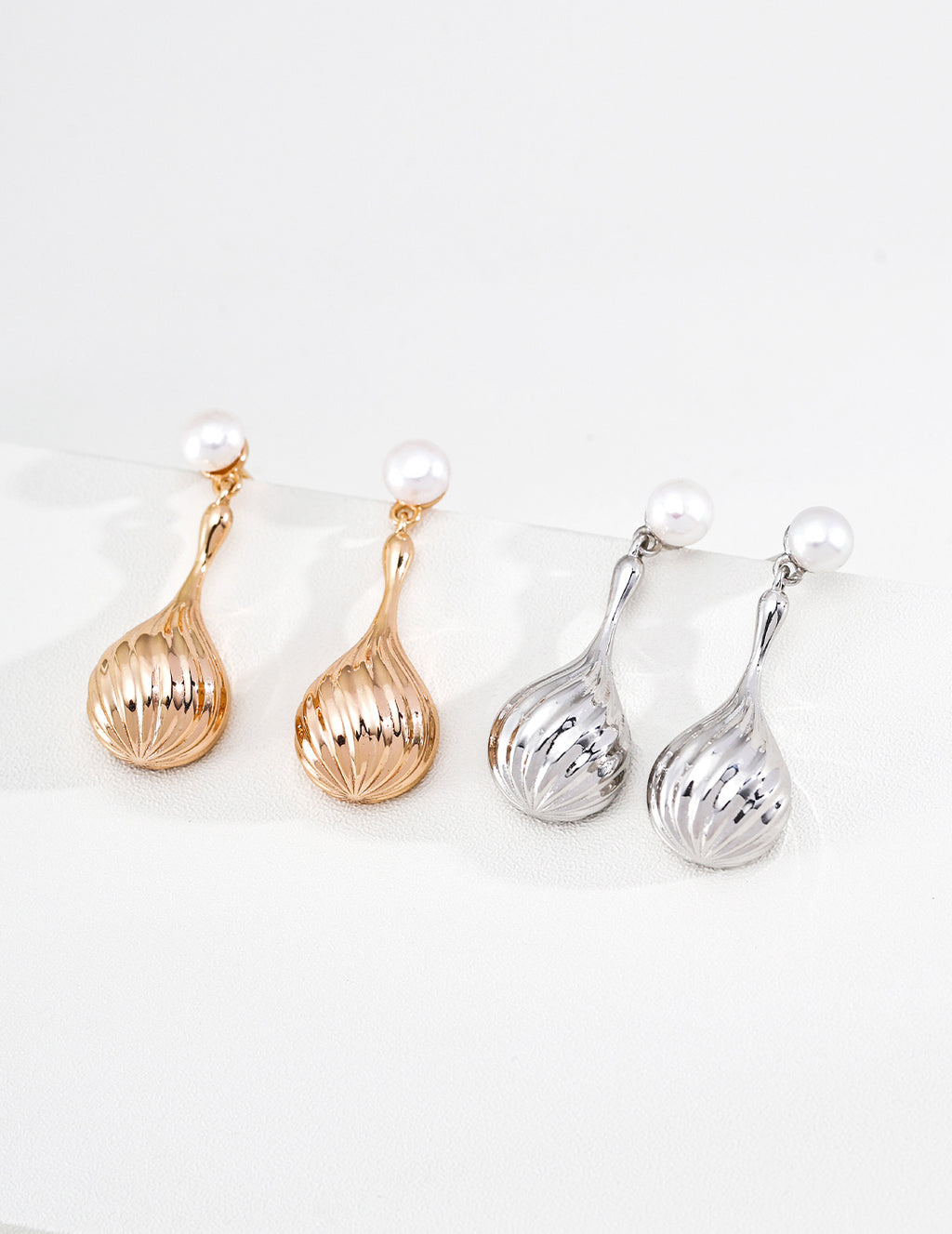 Gilded Teardrop Pearl Earrings image 4