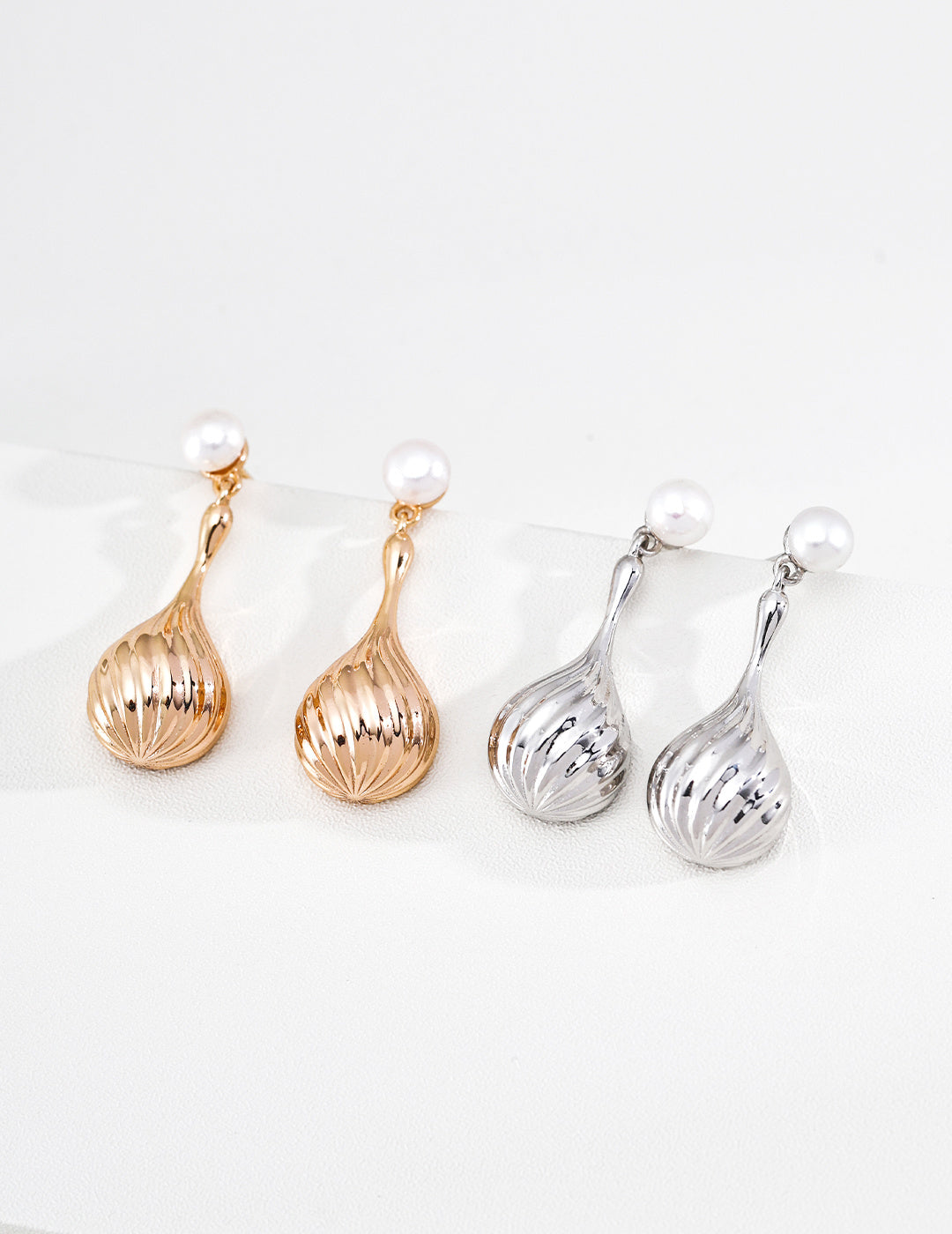 Gilded Teardrop Pearl Earrings image 4