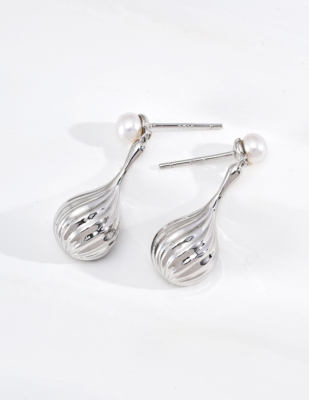 Gilded Teardrop Pearl Earrings image 2