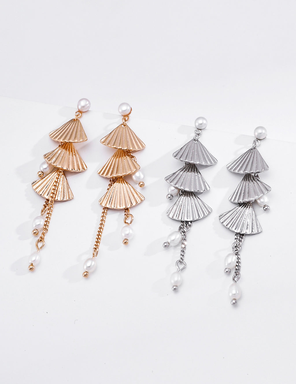 Folding Fan Pearl Drop Earrings image 4