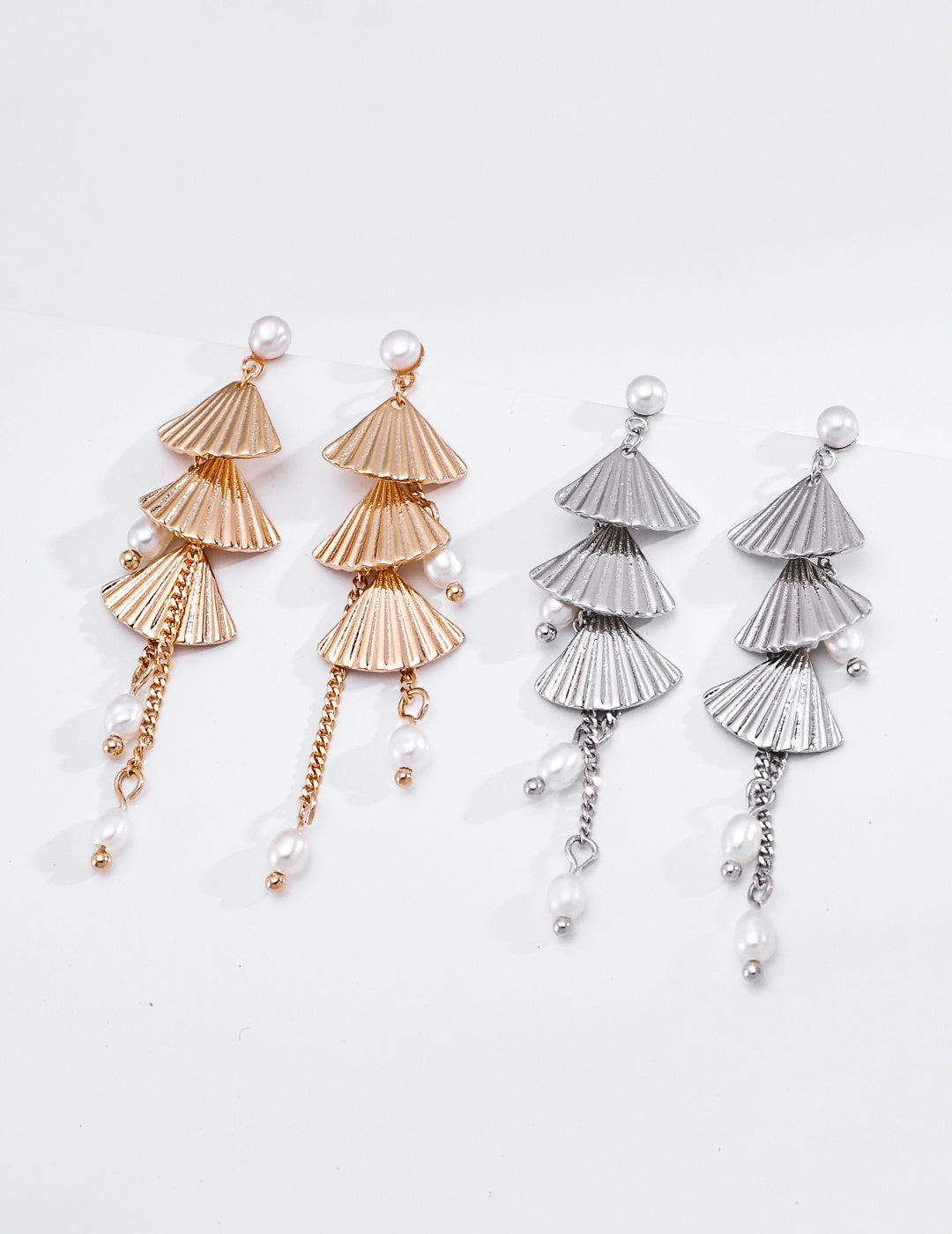 Folding Fan Pearl Drop Earrings image 4