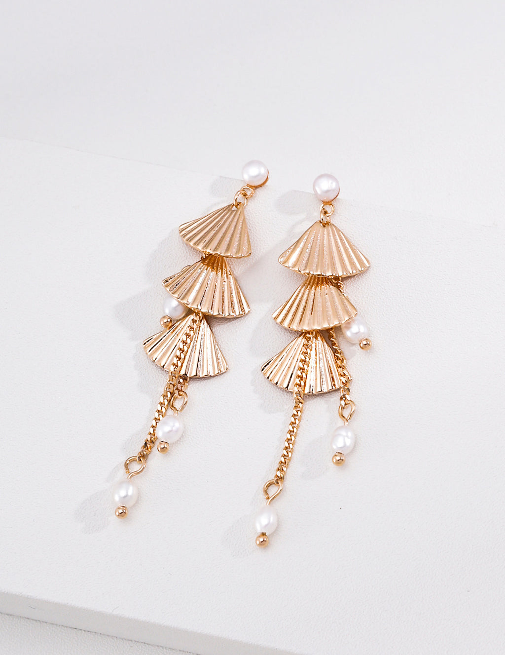 Folding Fan Pearl Drop Earrings image 1