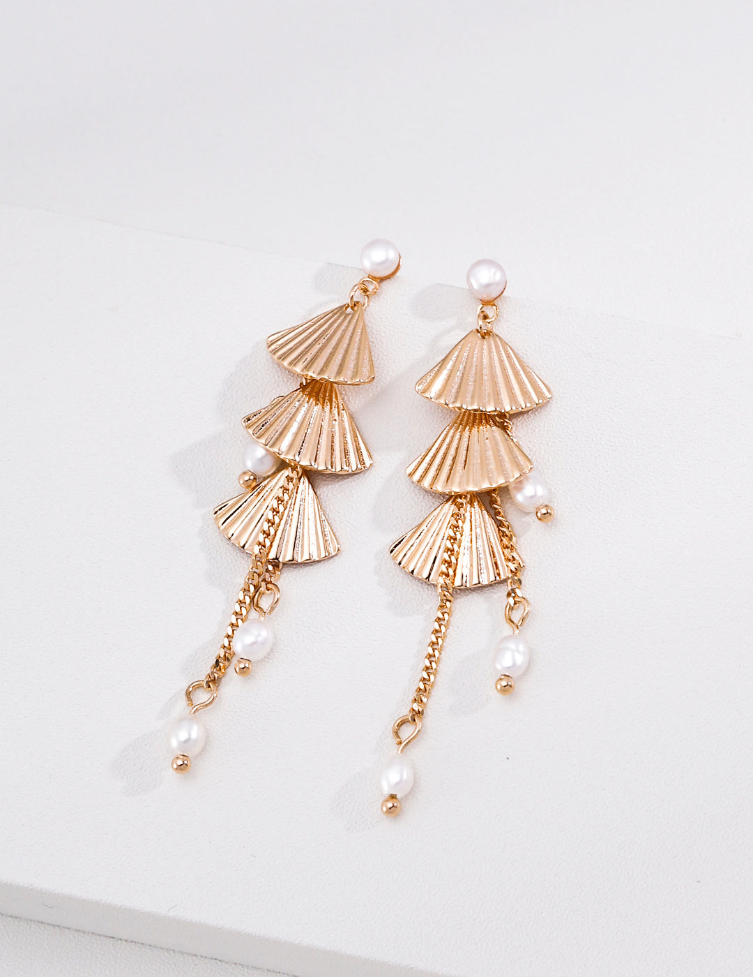 Folding Fan Pearl Drop Earrings image 1