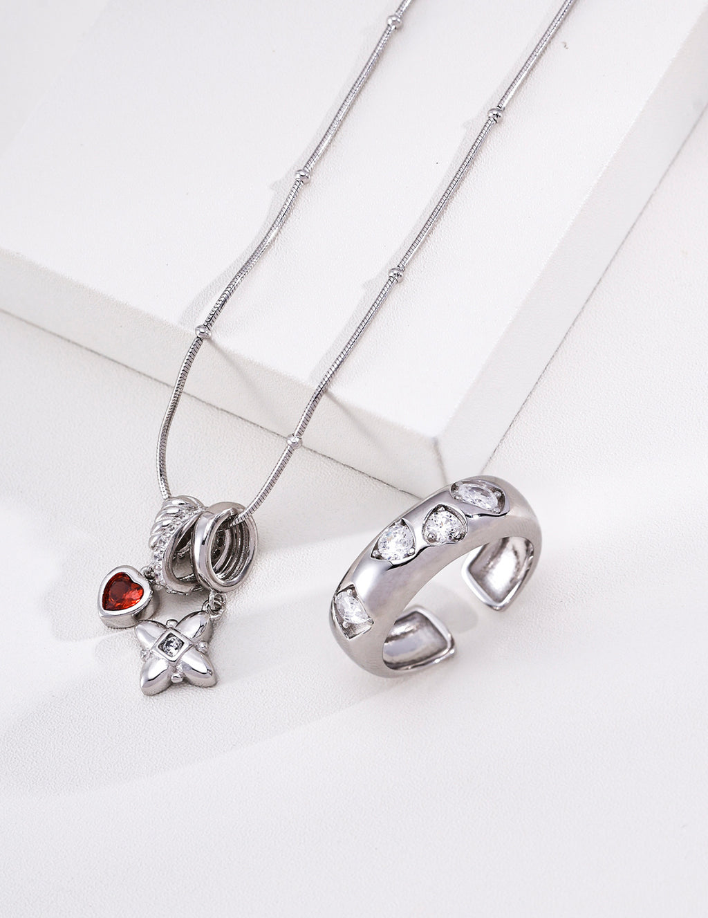 Layered Rhythm Zirconia Necklace image 3