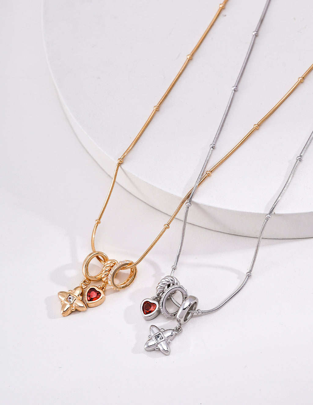 Layered Rhythm Zirconia Necklace image 4