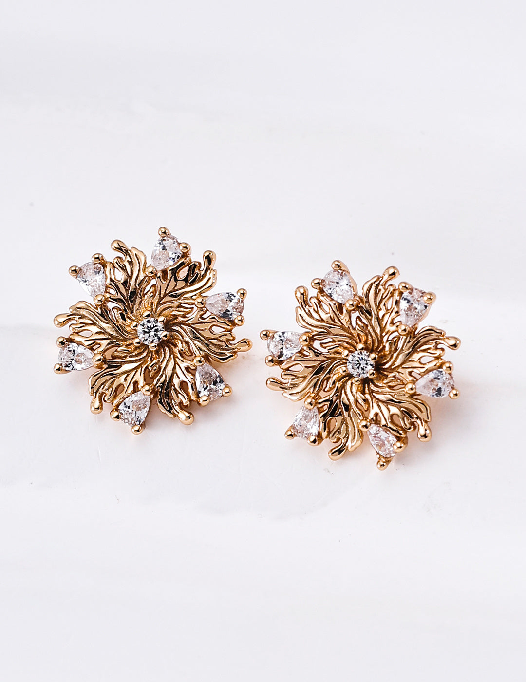 Six-Petal Lily Zirconia Earrings image 1