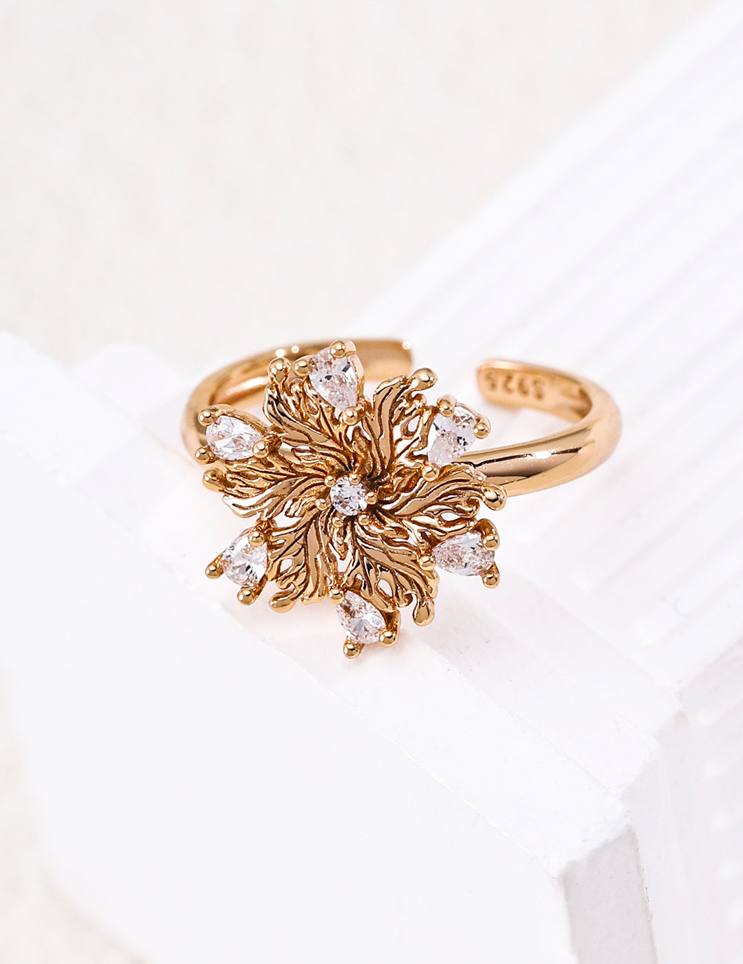 Six-Petal Lily Zirconia Ring image 1
