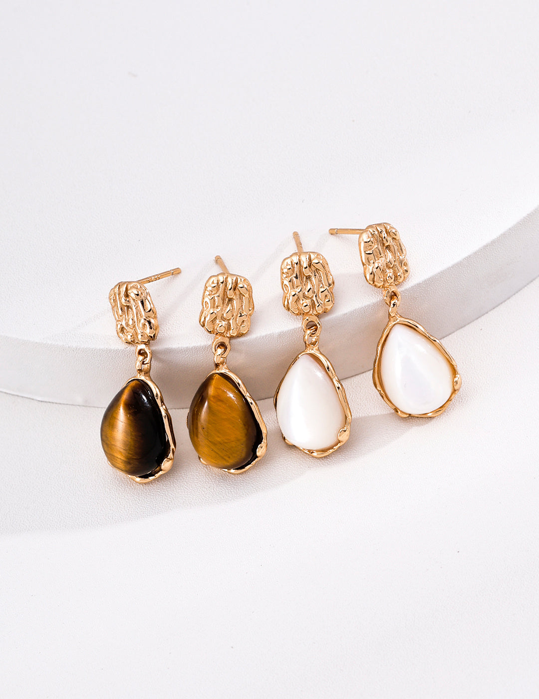 Carved Tiger's Eye & Mother-of-Pearl Earrings image 5