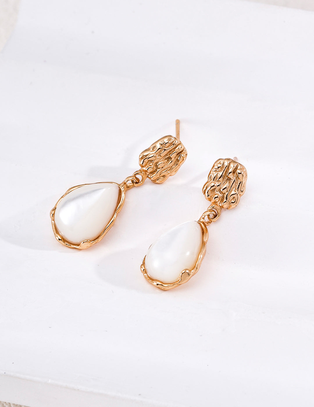 Carved Tiger's Eye & Mother-of-Pearl Earrings image 2