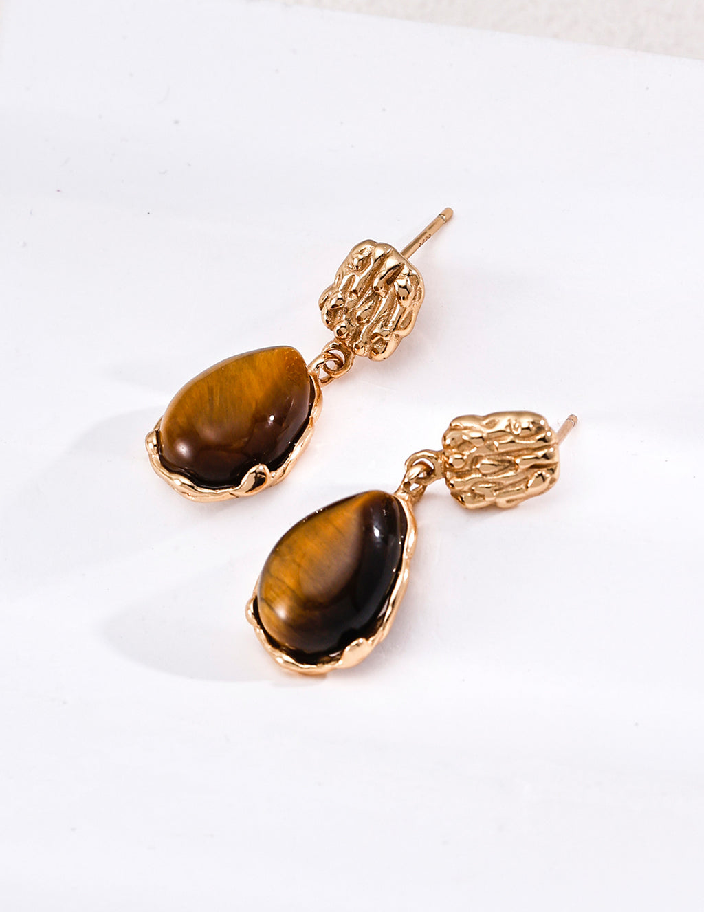 Carved Tiger's Eye & Mother-of-Pearl Earrings image 1