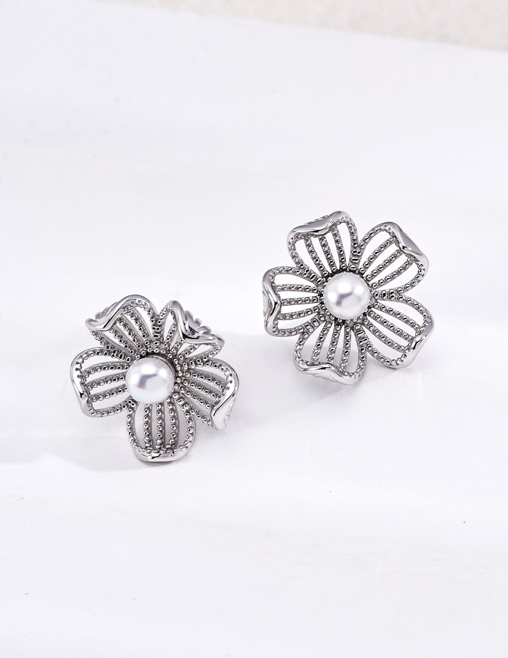 Floral Cluster Pearl Earrings image 2
