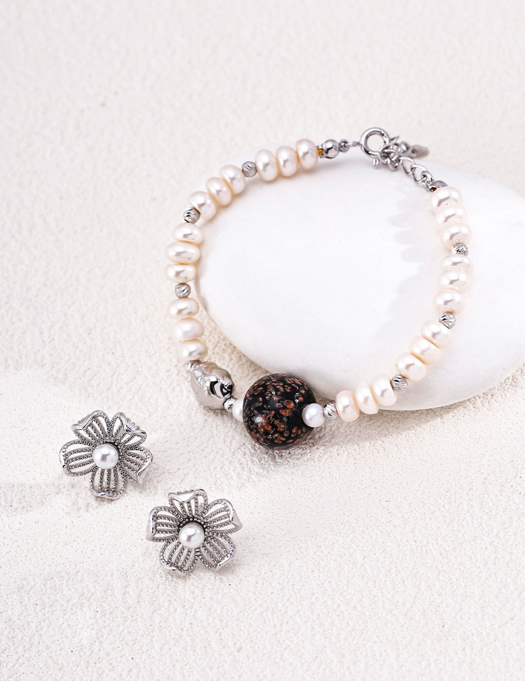 Floral Cluster Pearl Earrings image 4