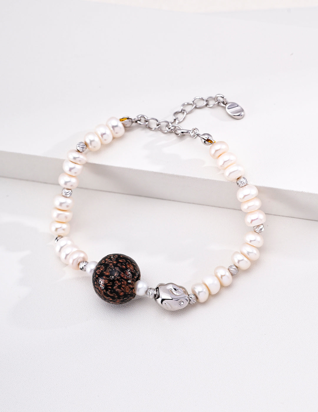Pearl & Artisan Glass Statement Bracelet image 1