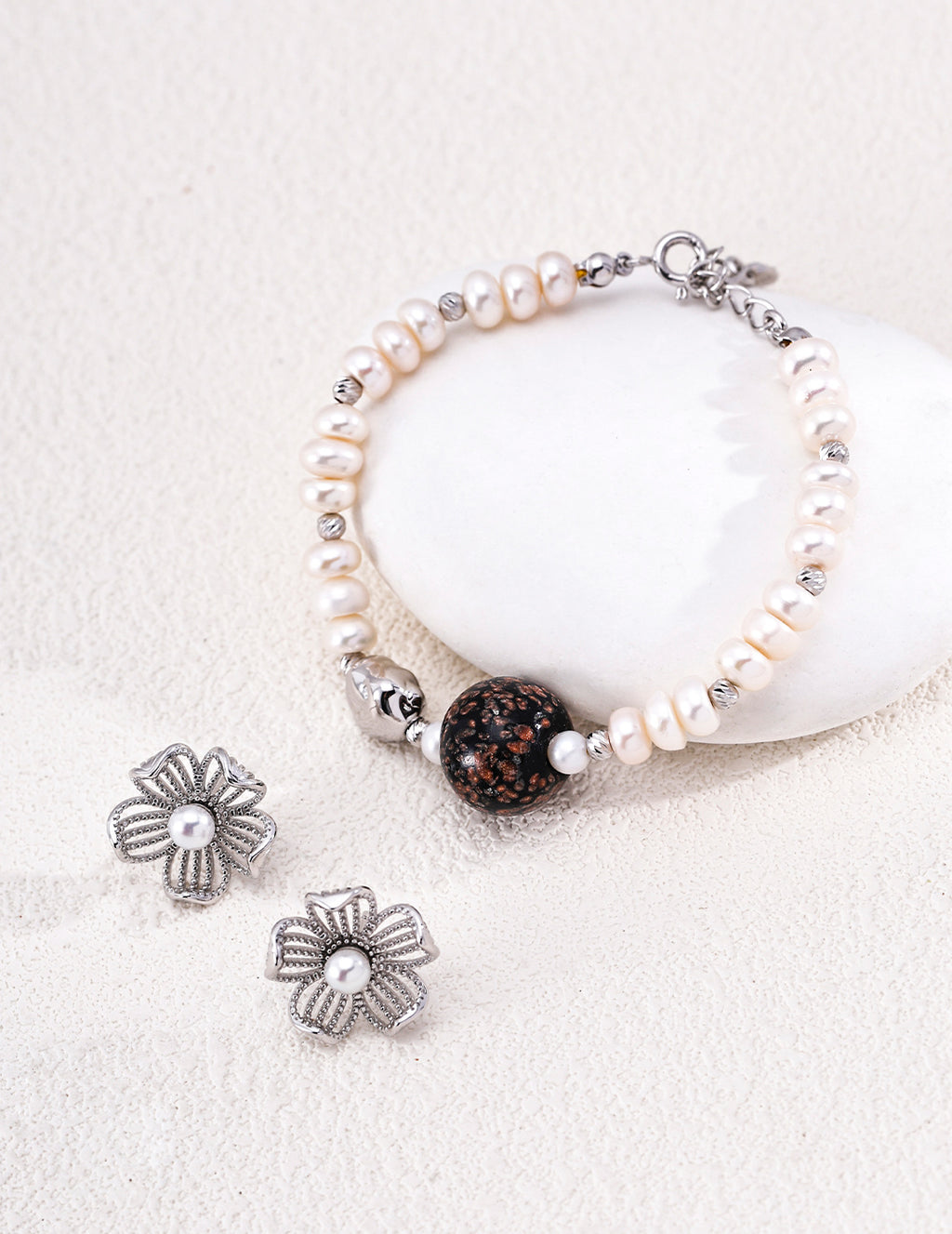 Pearl & Artisan Glass Statement Bracelet image 3